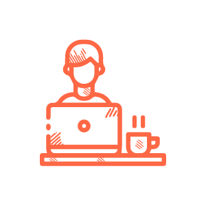 Icon of a person working in a hybrid workplace