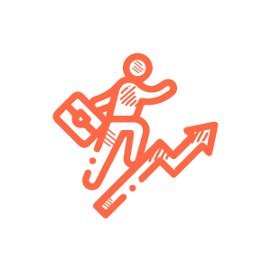 Icon of a person going up the stairs representing career growth